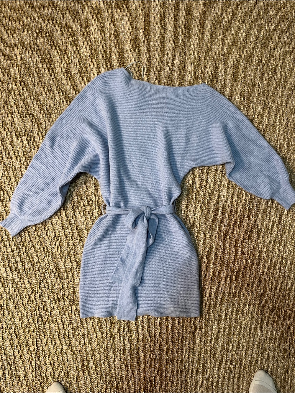 Boutique Soft Ribbed Knit Tie-Waist Dress